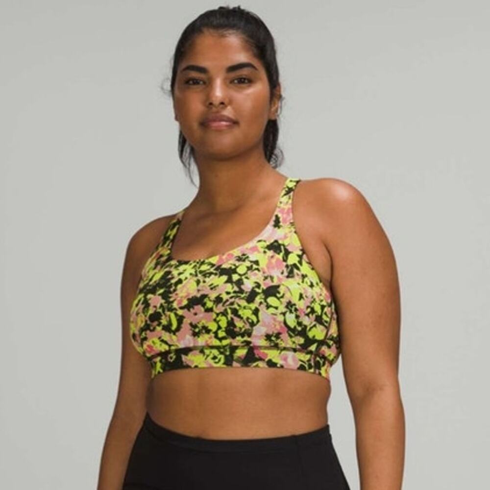 Lululemon Energy Bra B–D Cups Inflect Floral Highlight Yellow Multi Size 14
